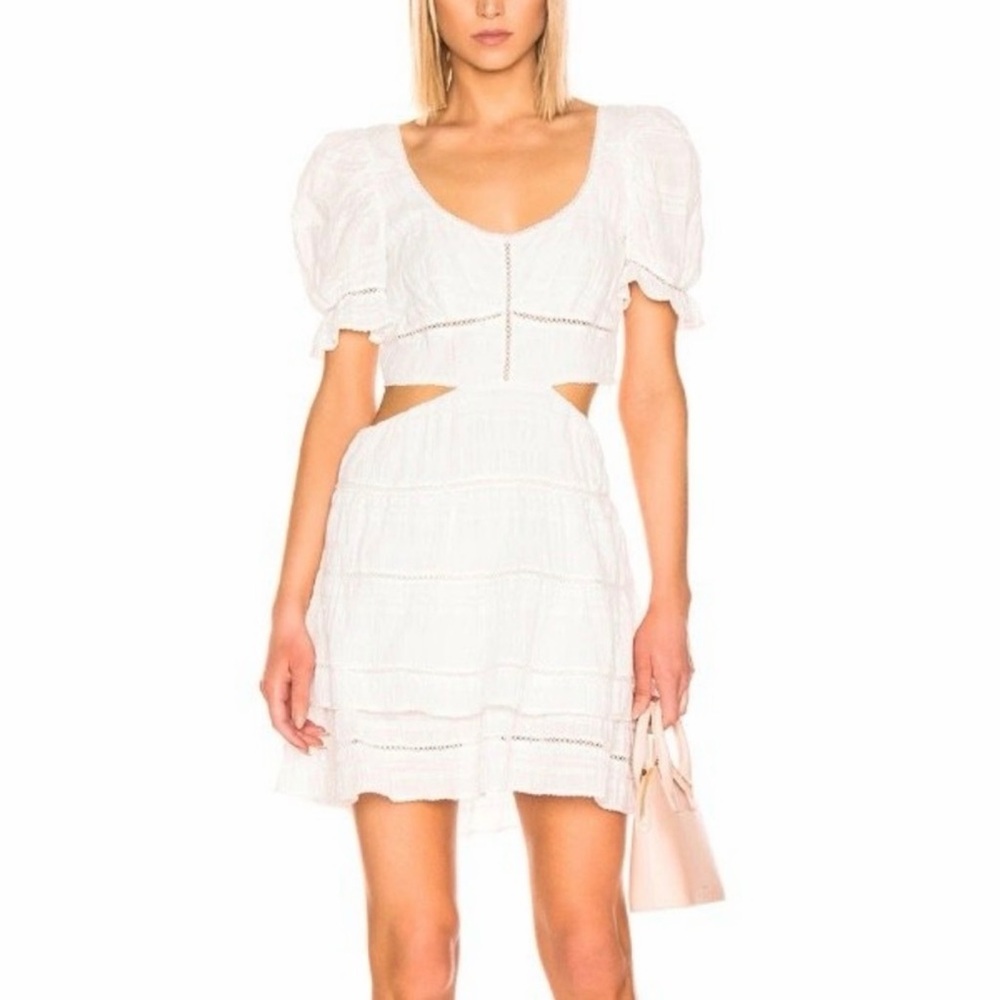 JONATHAN SIMKHAI Lace Cut Out Mini Dress in White Medium